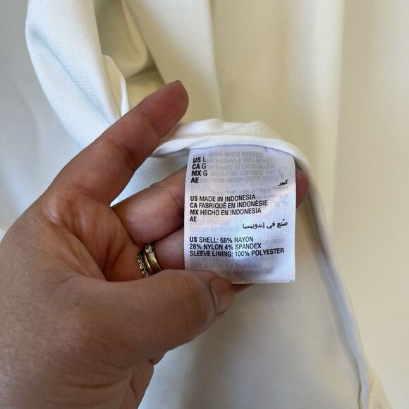 On 34th White Blazer Longline Stretch Knit One Button Unlined Size Large - Picture 11 of 13